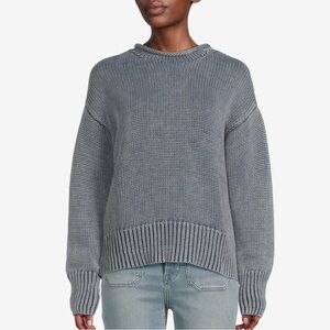 Faherty Sunwashed Cotton Roll Neck in Blue Size L